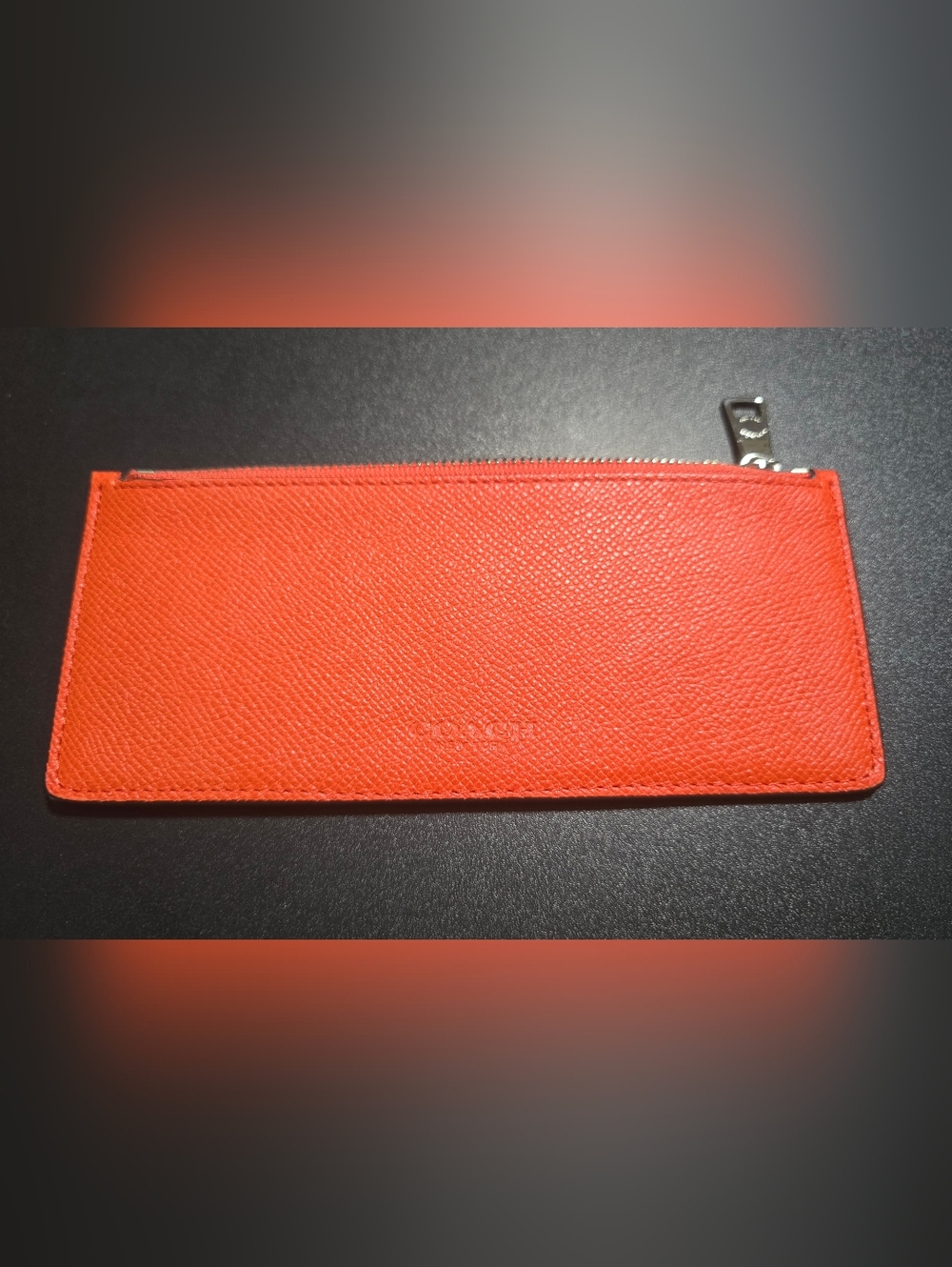 Never Used, Coach Orange Leather Zip Pouch